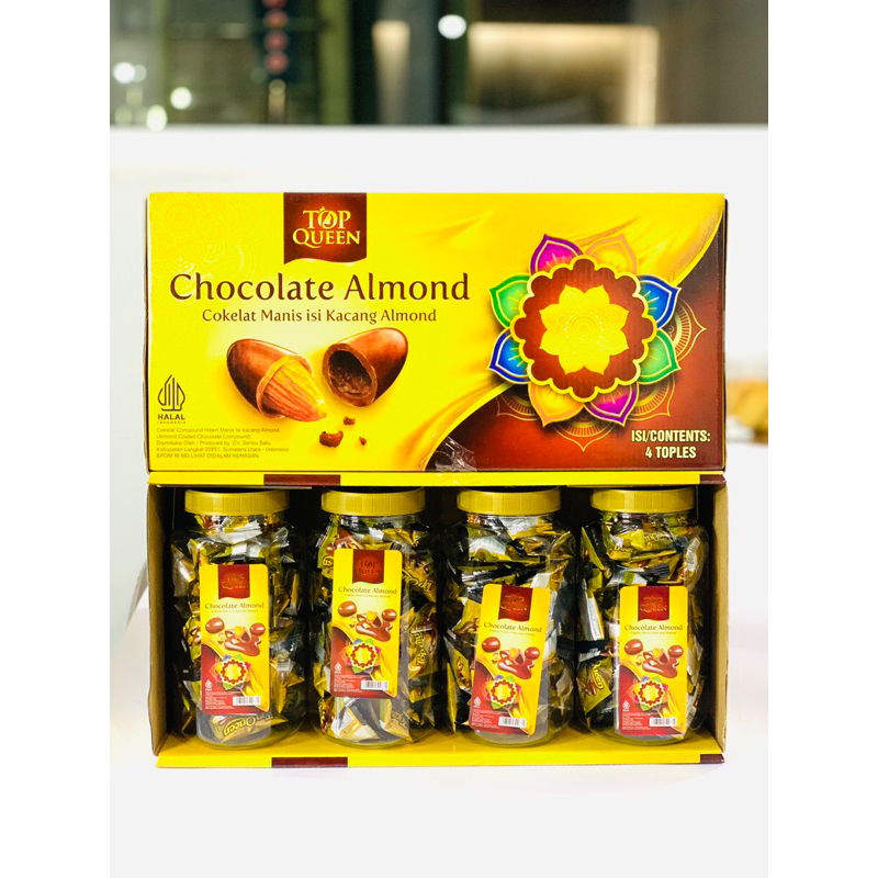 

Coklat Almond TOP QUEEN isi 4 Toples / Paket Lebaran Coklat Almond/ Kue Lebaran