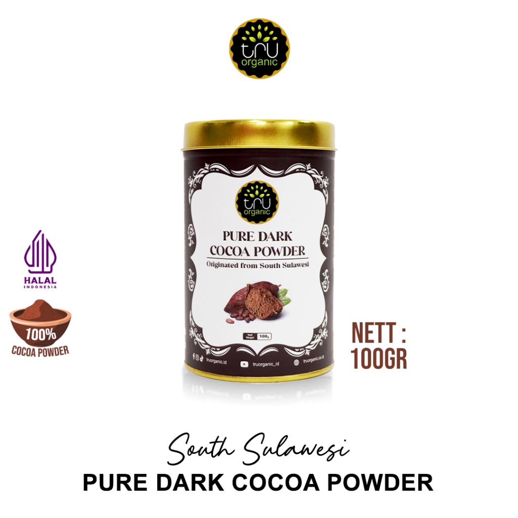 

TruOrganic Pure Dark Cocoa Powder South Sulawesi 100gr Coklat Bubuk Premium Chocolate Powder