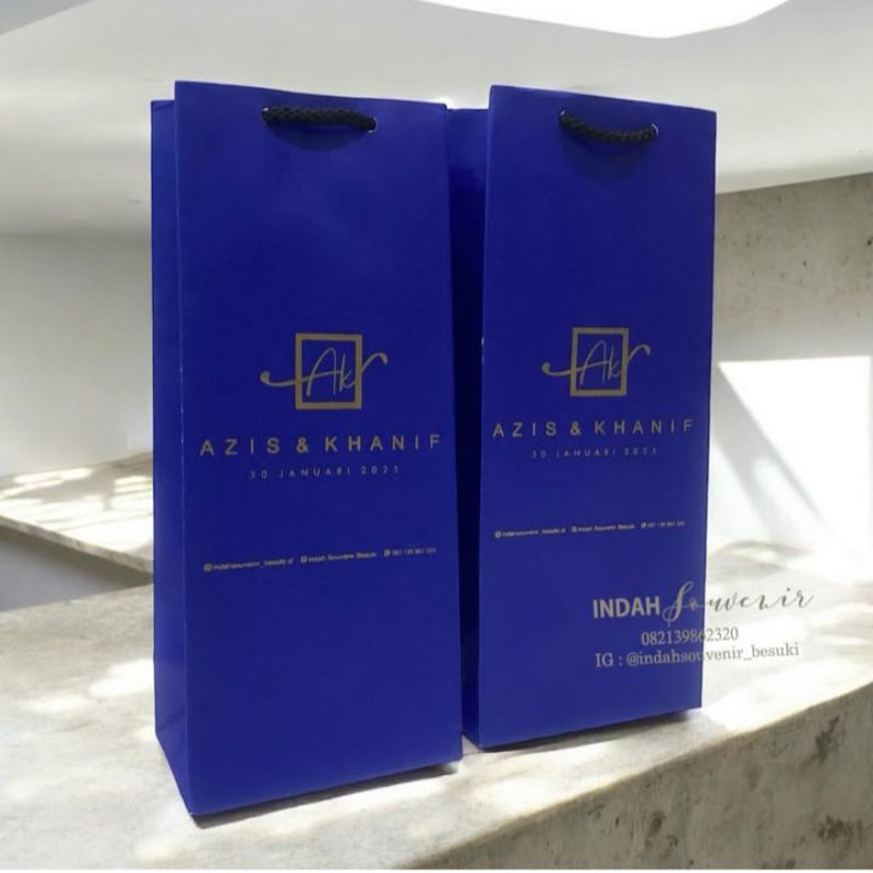 

paperbag warna biru ukuran 12×10×27