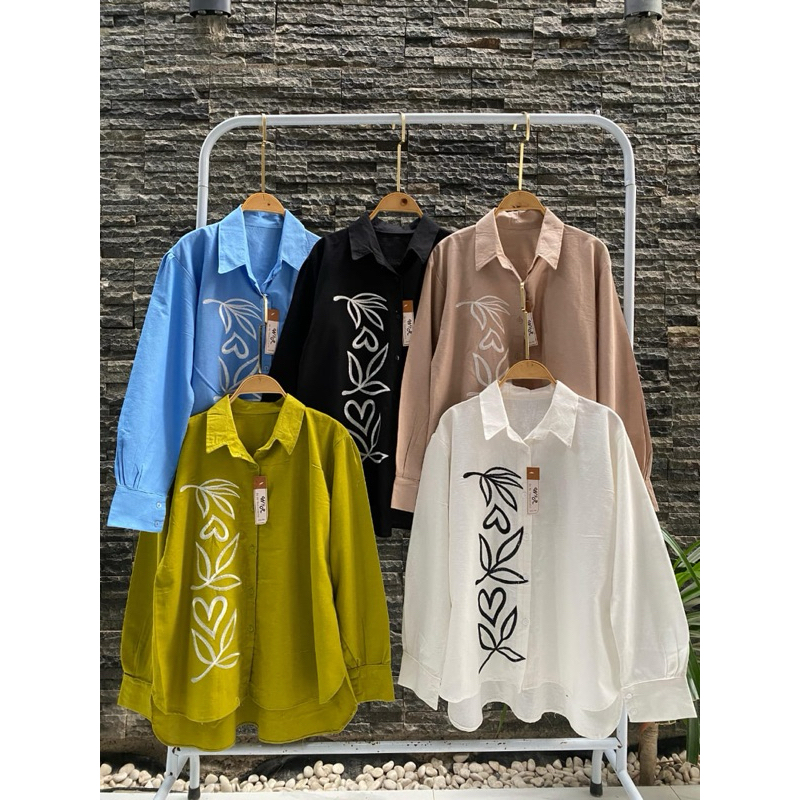 Blus Wanita Dewasa Aisyah Bahan Katun Linen Bordir