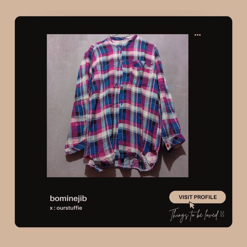 [PL] Kemeja Kotak-Kotak Wanita Purple pink