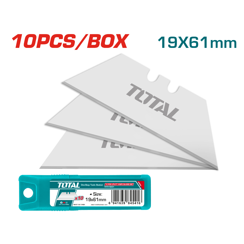 

TOTAL 10 pcs utility knife blades set THT519001