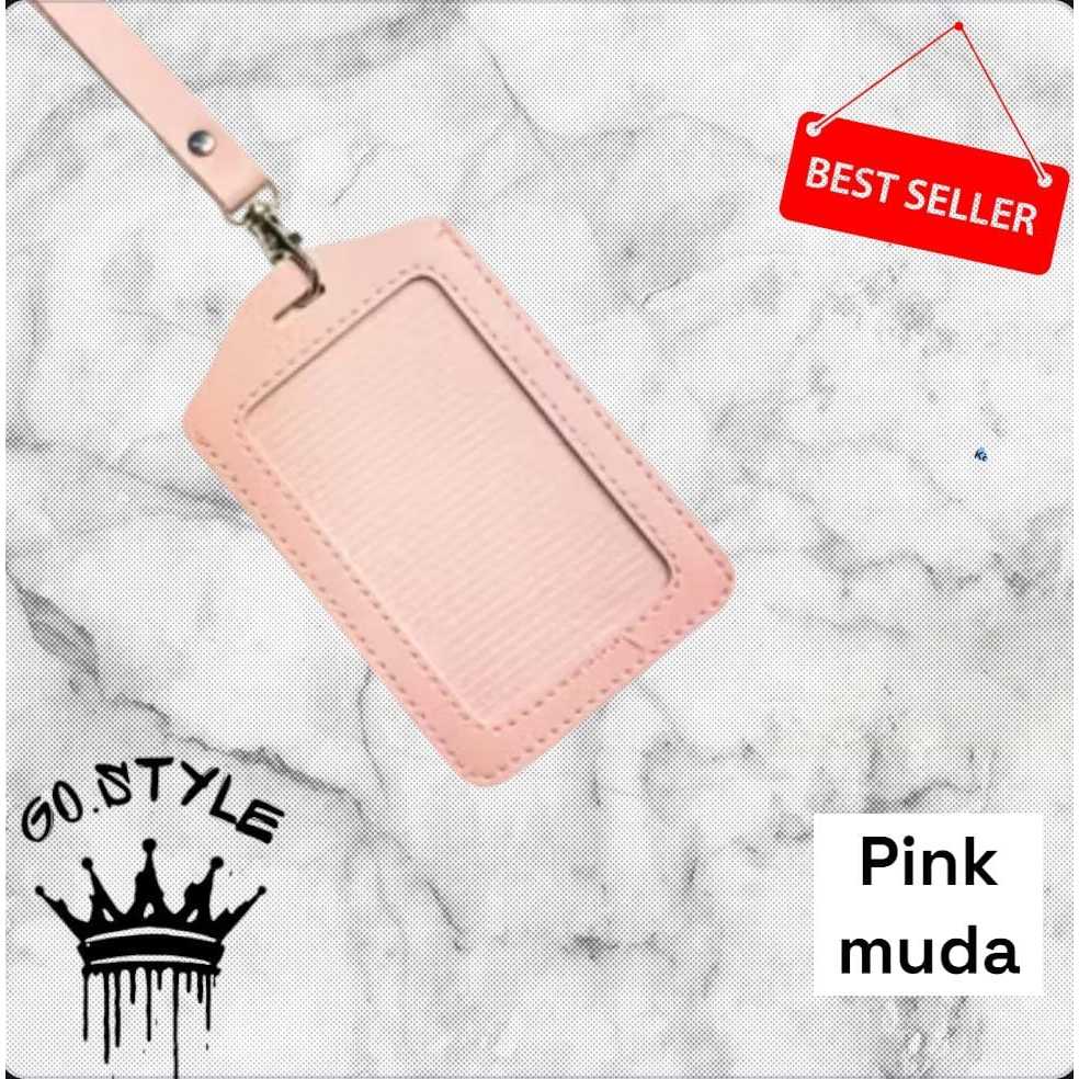 Tali id card kulit sintetis 1set casing id card premium lanyard id card