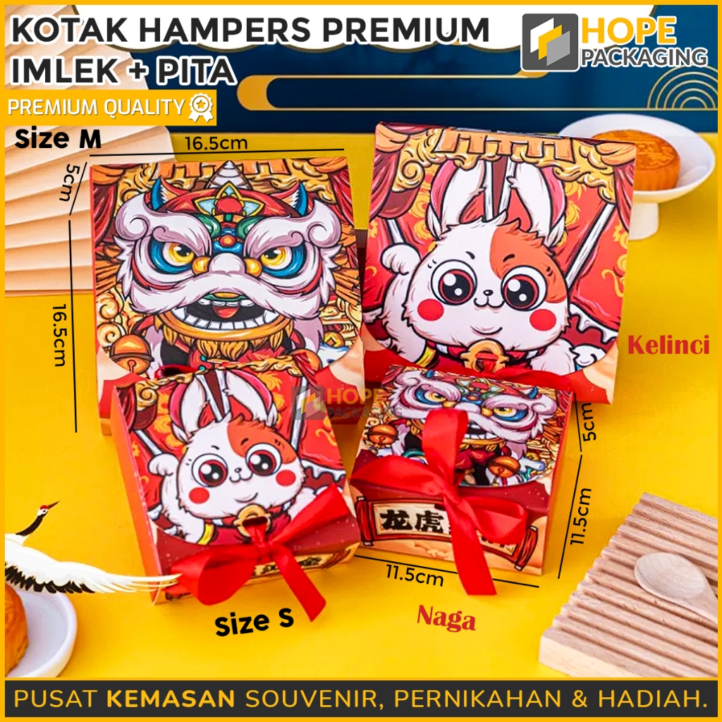 Kotak Hampers Premium imlek + Pita/kotak hampers imlek/kotak hampers kue keranjang/