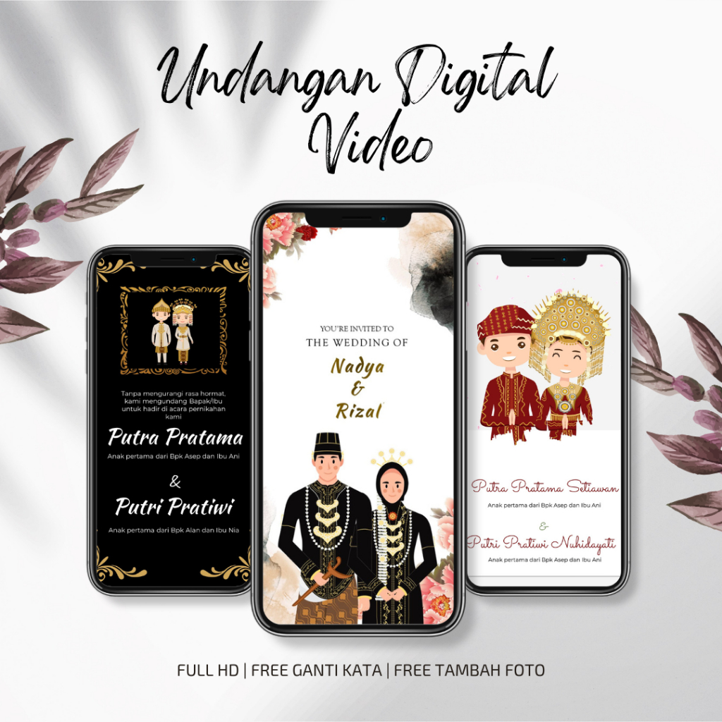 Undangan Digital Vidio Pernikahan 3D Adat Full Fitur