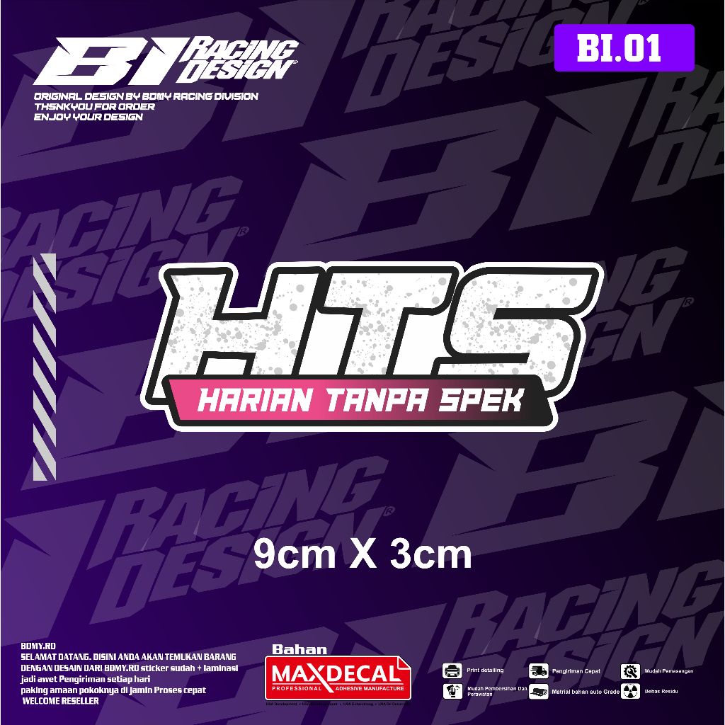 

STIKER PRINTING HTS HARIAN TANPA SPEK VIRAL FYP AESTHETIC BI RACING DESIGN