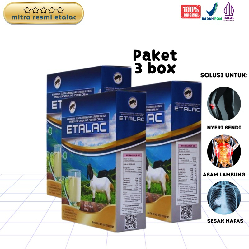

susu kambing etawa bubuk ETALAC 200Gr 100%Original paket 3 box