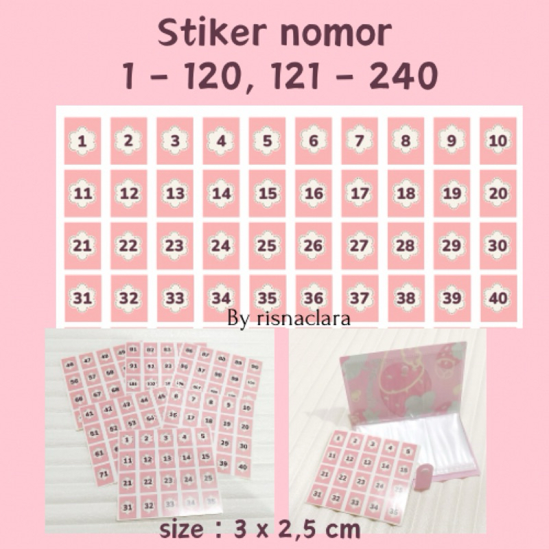 

Sticker Angka 1-120 / 3 x 2,5 cm / stiker nomor 1 - 120 stiker album menabung