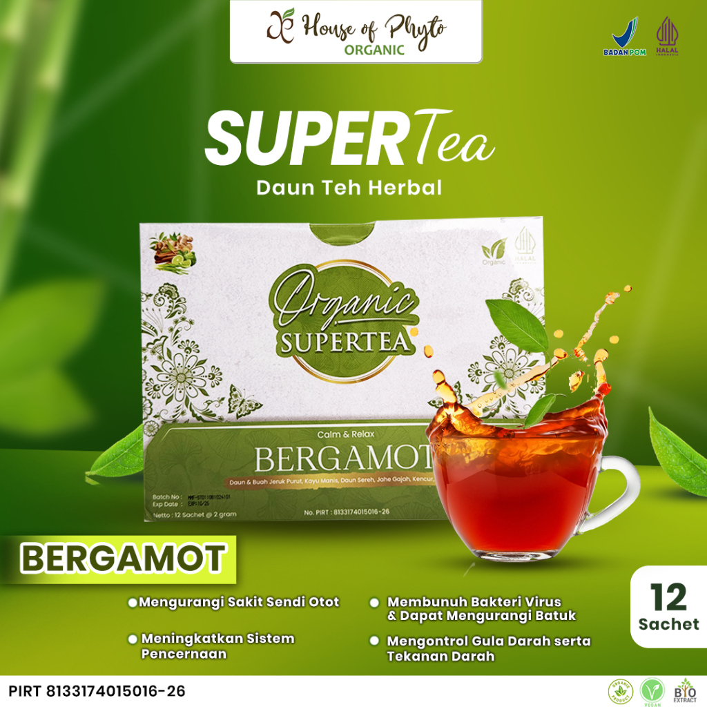 

Supertea Bergamot Natural WAKABA Teh Herbal untuk kontrol Gula dan Tekanan Darah 12 Sachet - 2g