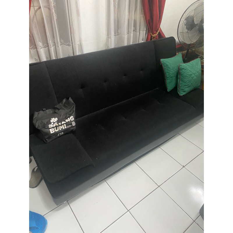 SofaBed Sofa lipat hitam preloved