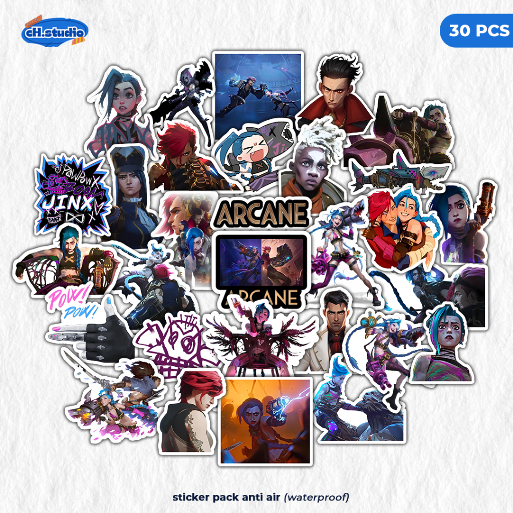 

Stiker Pack 30 PCS Arcane ARCANE Jinx Vi Aesthetic Keren Lucu Vinyl Tahan Air Waterproof untuk Sticker Laptop - Casing - Buku Diary Stiker - Stiker Tempel untuk anak-anak