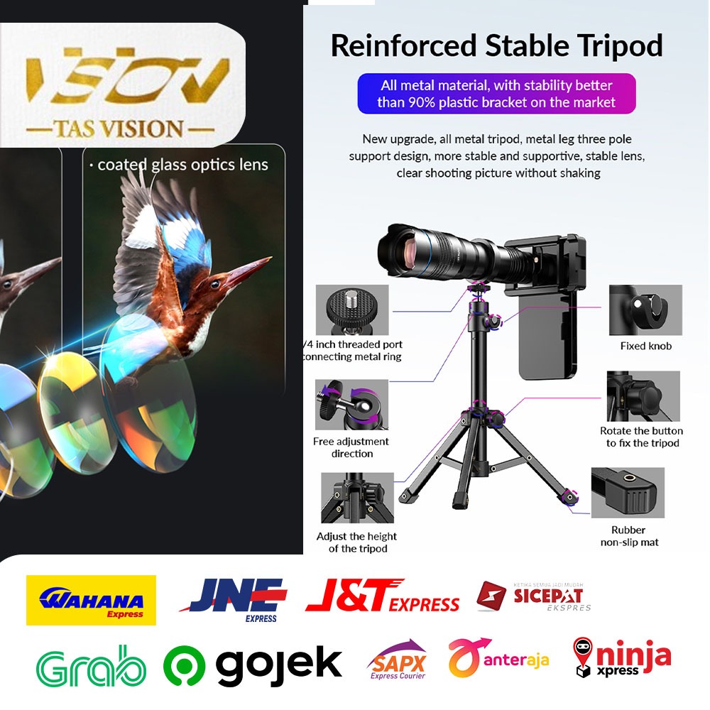 APEXEL Lensa Smartphone Telephoto Monocular Zoom 36X with Accessories Original