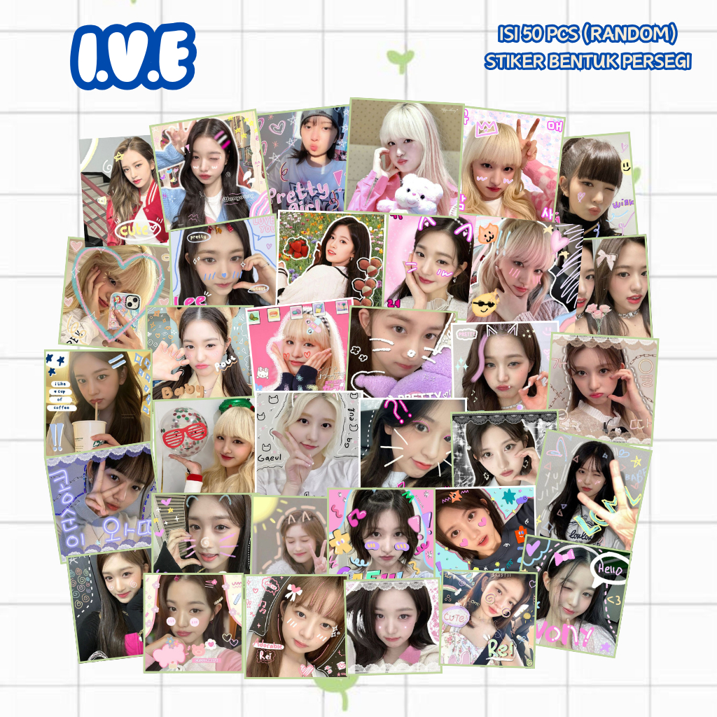 (50 PCS) STICKER DECO IVE | STIKER PERSEGI IVE AESTHETIC
