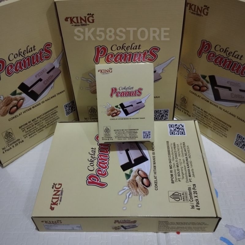 

d'KING Coklat Peanuts 1 Pack isi 20 pcs/Cokelat Hitam isi Kacang Tanah