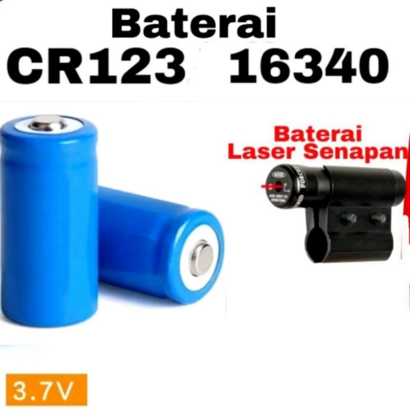 Baterai CR123 16340 3.7V Isi Ulang Batre Laser Senapan Kamera Night Vision