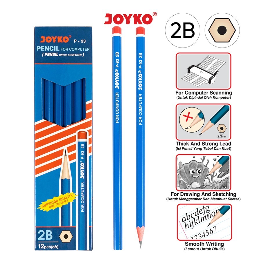 

Pencil / Pensil Joyko P-93 / 2B / 1 PAK 12 PCS