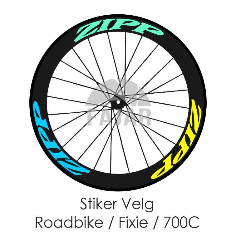Stiker Zipp Untuk Velg Sepeda Roadbike/Fixie Rims 700C Harga Bijian