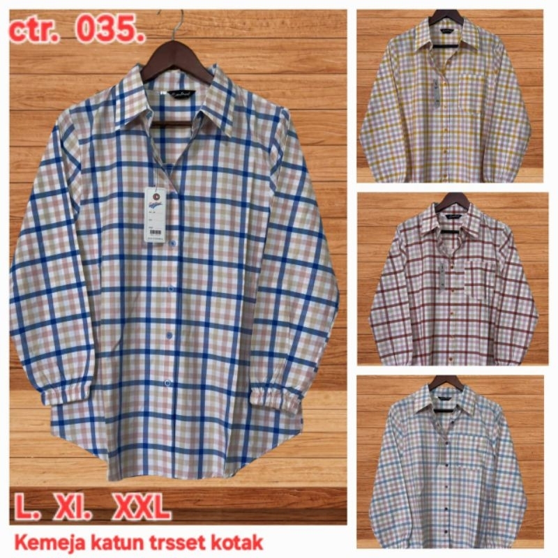 Kemeja Triset kotak bahan katun