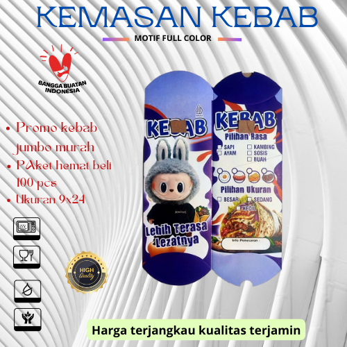

PROMO Kemasan Kebab,Kertas Dus Kebab Full Color,Box Kebab isi 100 pcs