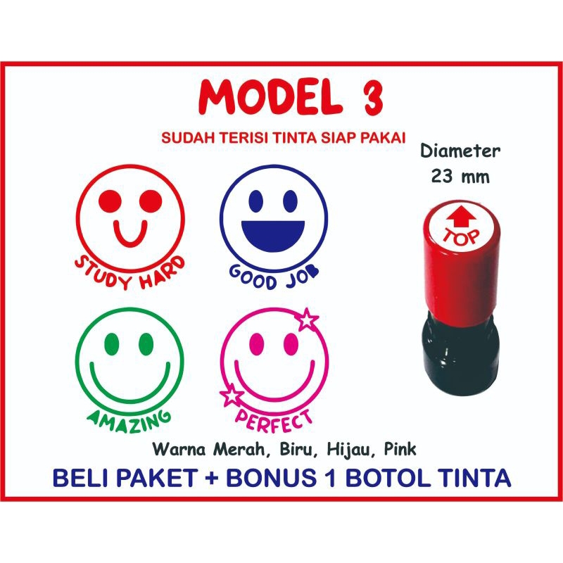 

Stempel TK paud stempel flash bulat diameter 2,3 cm good job study hard amazing perfect sudah diisi tinta siap pakai