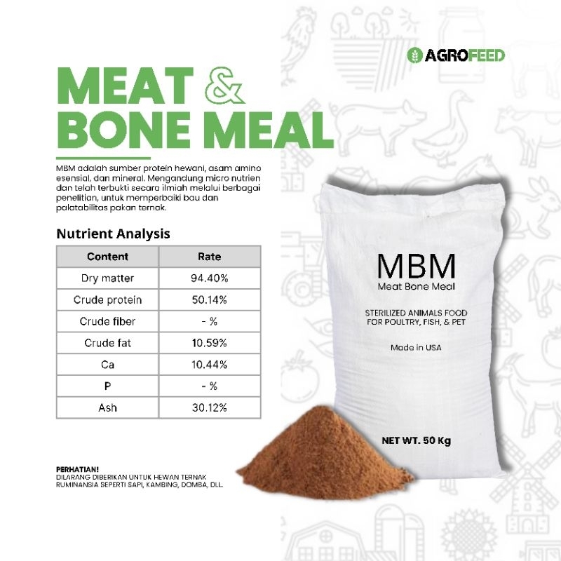 MBM Meat Bone Meal Protein 50% Tepung Daging & Tulang Bahan Pakan Konsentrat Hewan Ternak