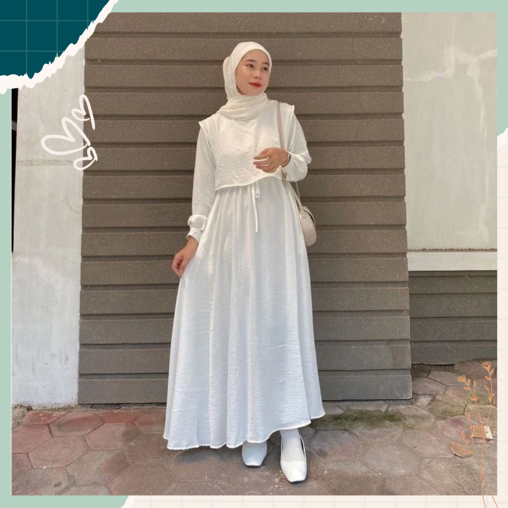 Gamis Glenca Drees Polos Jumbo Lebaran Idul Fitri Homey Dres Maxy Dress Maxi Selebgram Hits Daily  L