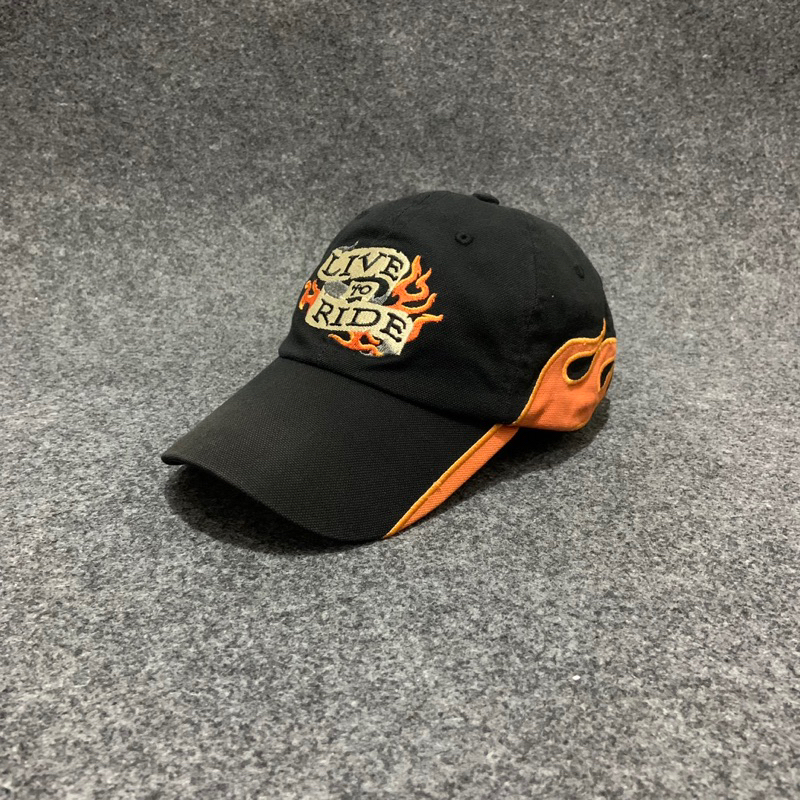 Topi Vintage Harley Davidson Flame Original - Harley Davidson Second - Topi Balap