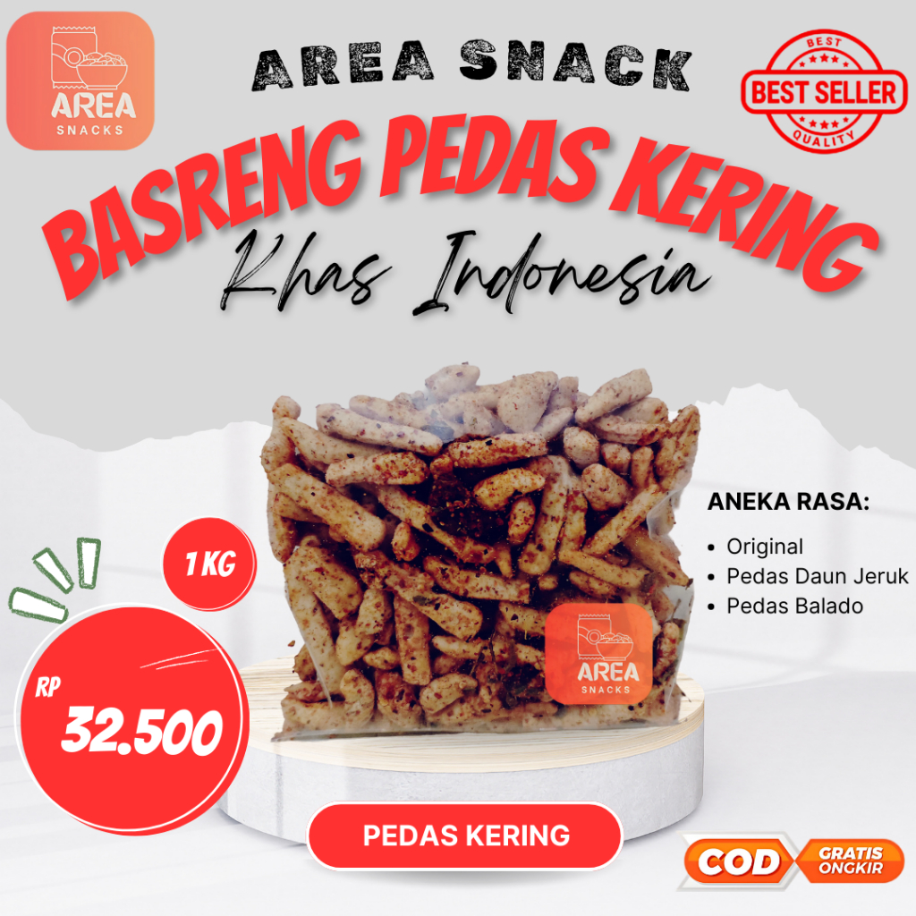 

BASRENG PEDAS KERING 1 kg DAUN JERUK GURIH DAN RENYAH SUPER ENAK