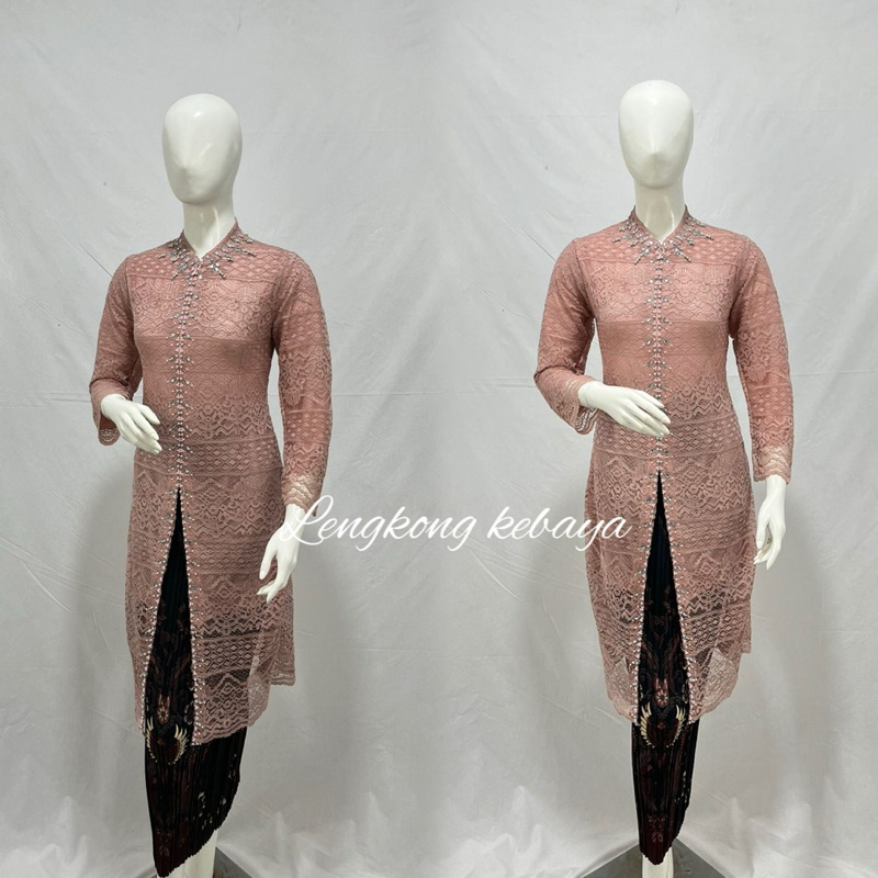 kebaya Shanghai brukat kombinasi payet mutiara/ kebaya brokat payet / kebaya wisuda / kebaya modren