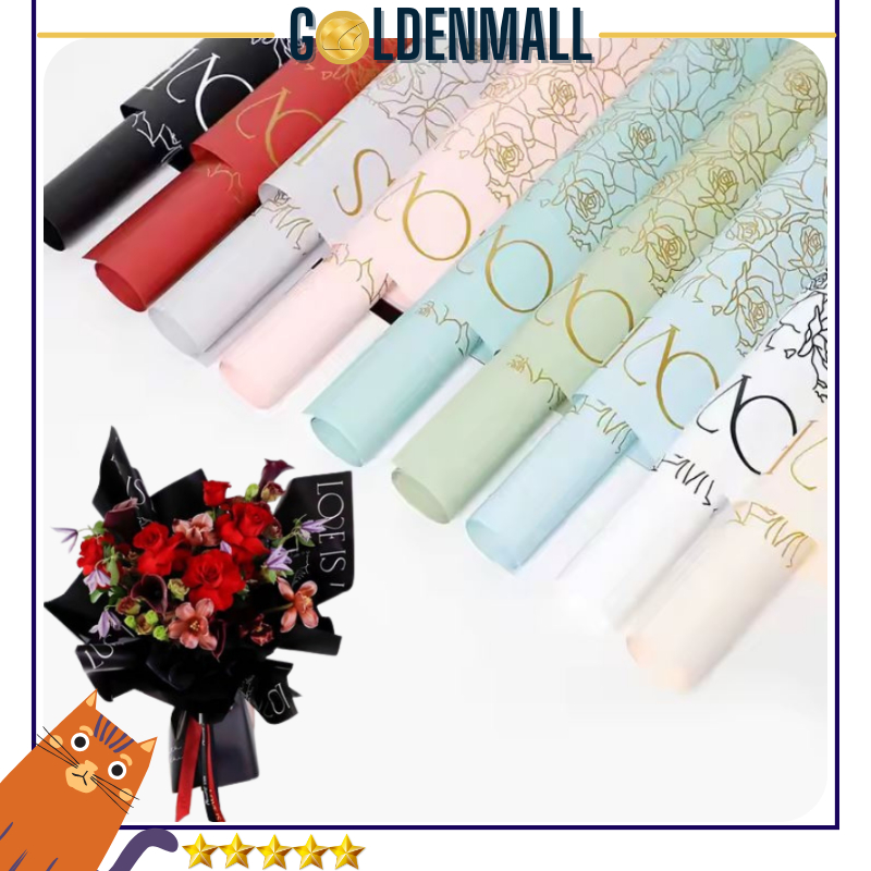 

20 LEMBAR Flower Wrapping Paper LOVE Kertas Buket Bunga Cellophane 6165