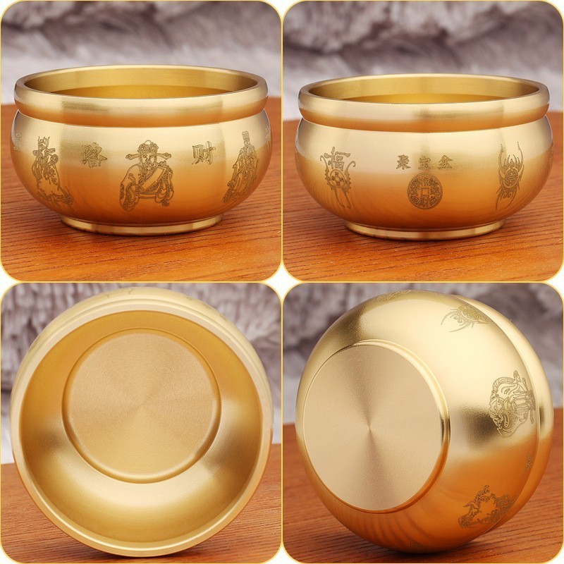 Mangkuk Fengshui Mangkuk Harta Karun Feng Shui Treasure Bowl Mengumpulkan Kekayaan Kuningan