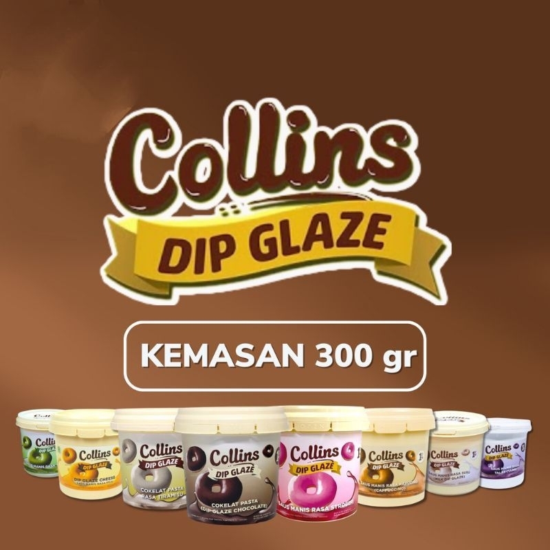 

COLLINS GLAZE 300GR COLLINS DIP GLAZE COKLAT STRAWBERRY MILK TARO GREEN TEA