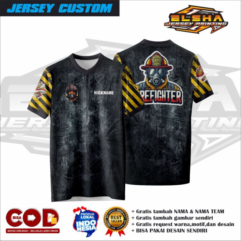 Jersey damkar/Jersey damkar custom/Jersey damkar bebas request desain/Jersey damkar full printing