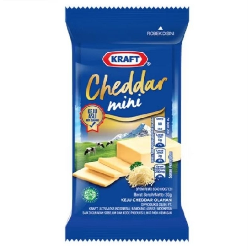 

Kraft Keju Cheddar Mini uk. 30gr. Keju Kraft Cheddar kemasan sachet kecil