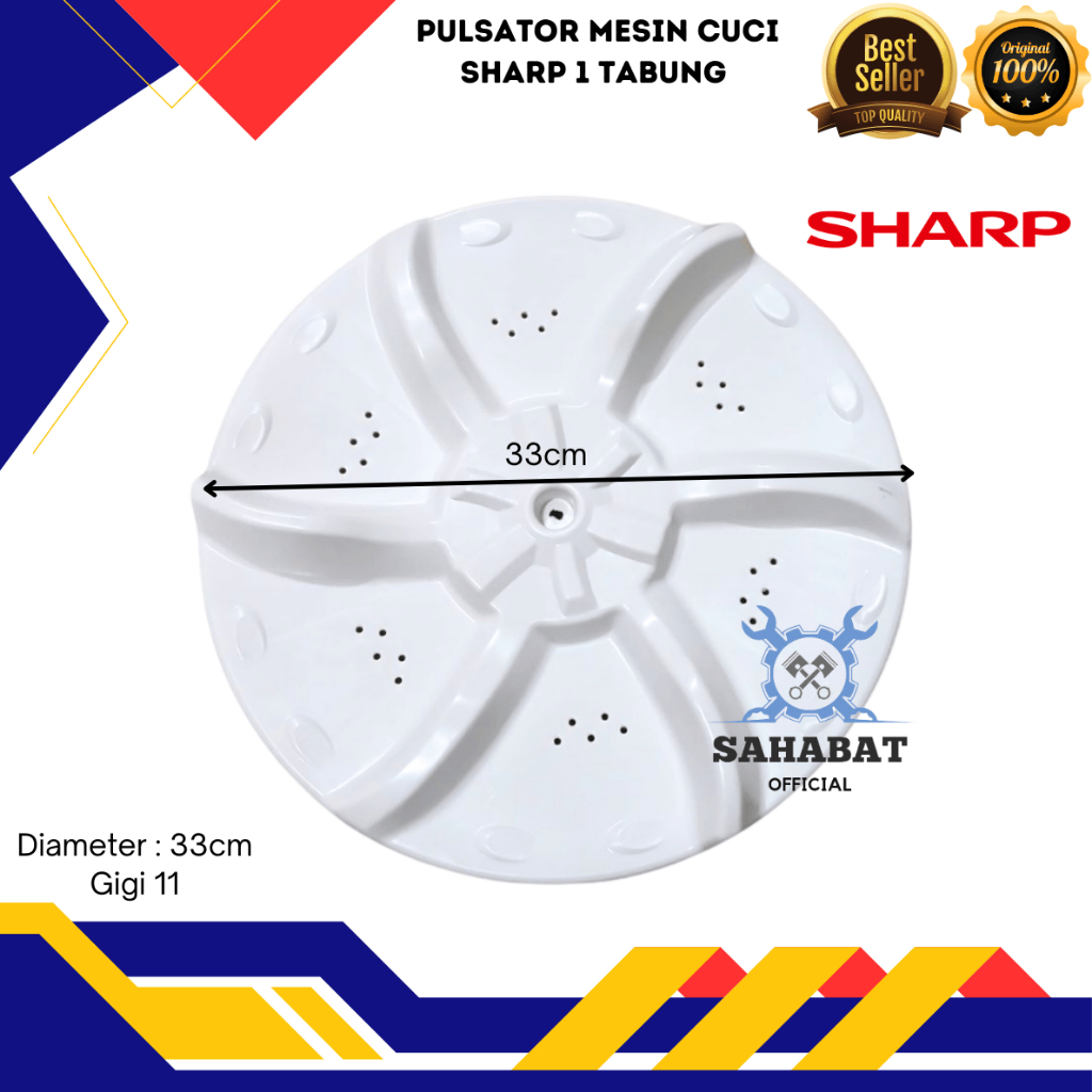 PULSATOR MESIN CUCI SHARP 1 TABUNG DIAMETER 33 CM GIGI 11