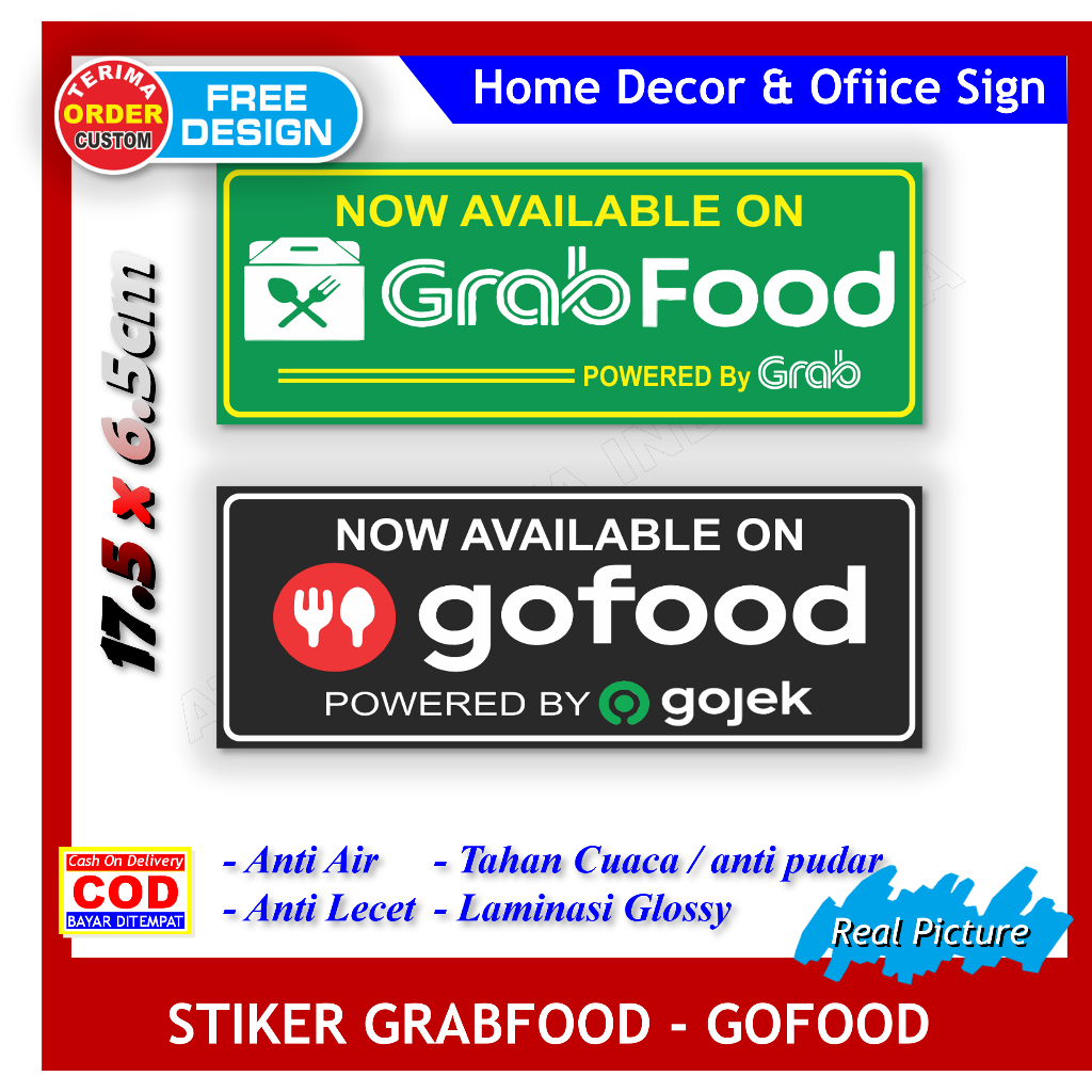 

Stiker Gr4b g0 food panjang identitas gerobak warung jual makanan sticker petunjuk bisa dibeli