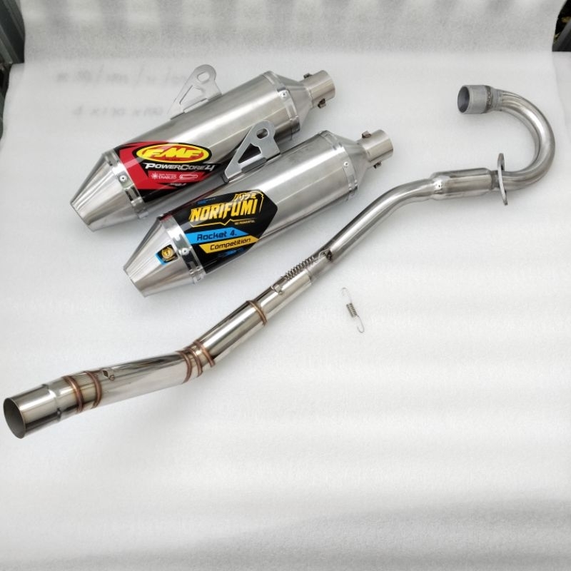 knalpot Racing Norifumi rocket4 dan FMF powercor fmf red  untuk KLX150 CRF150 CRF230 D-TRACLER JP7 R