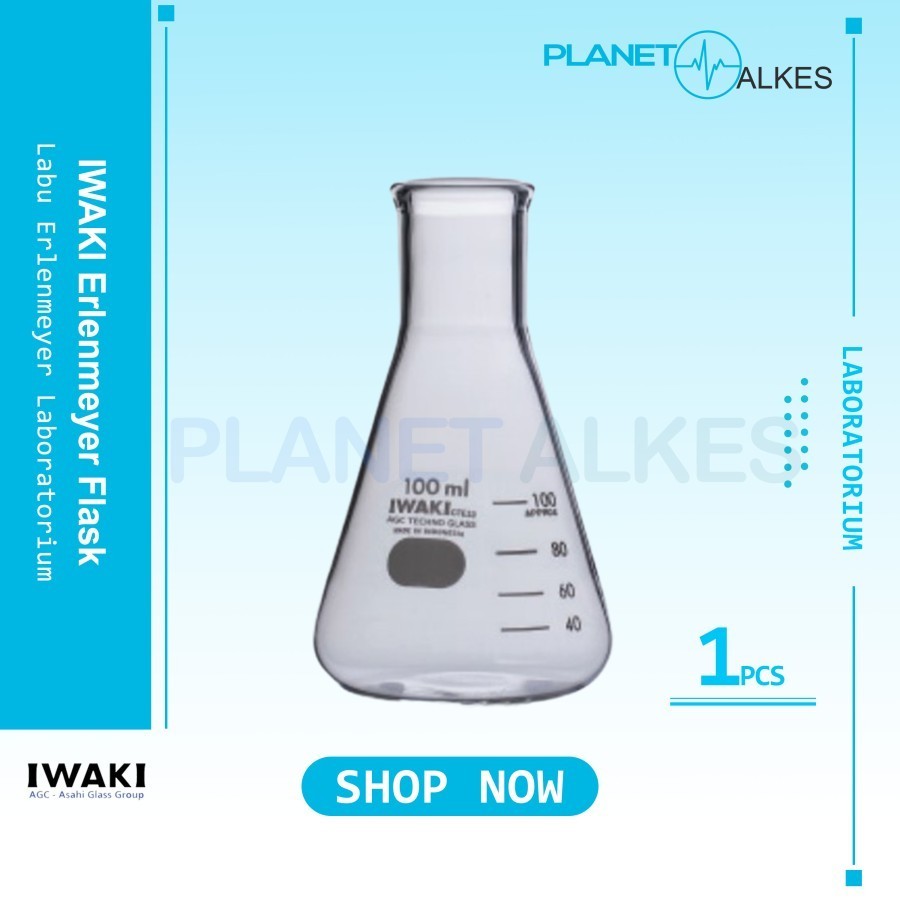 IWAKI.4980FK250 Erlenmeyer Flask 250ml Narrow Mouth / Labu Erlenmeyer 250ml