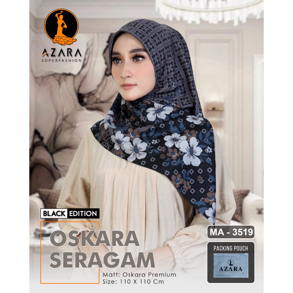 Oskara hitam voal free pouch bisa seragam motif 2
