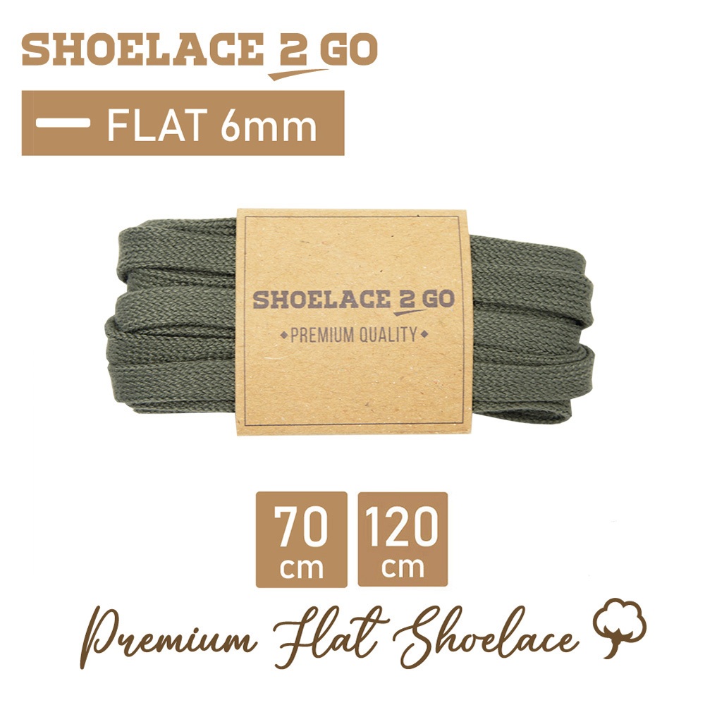 SHOELACE 2 GO PREMIUM TALI SEPATU GEPENG PIPIH FLAT K1 - GREEN - 6MM - 70CM 120CM