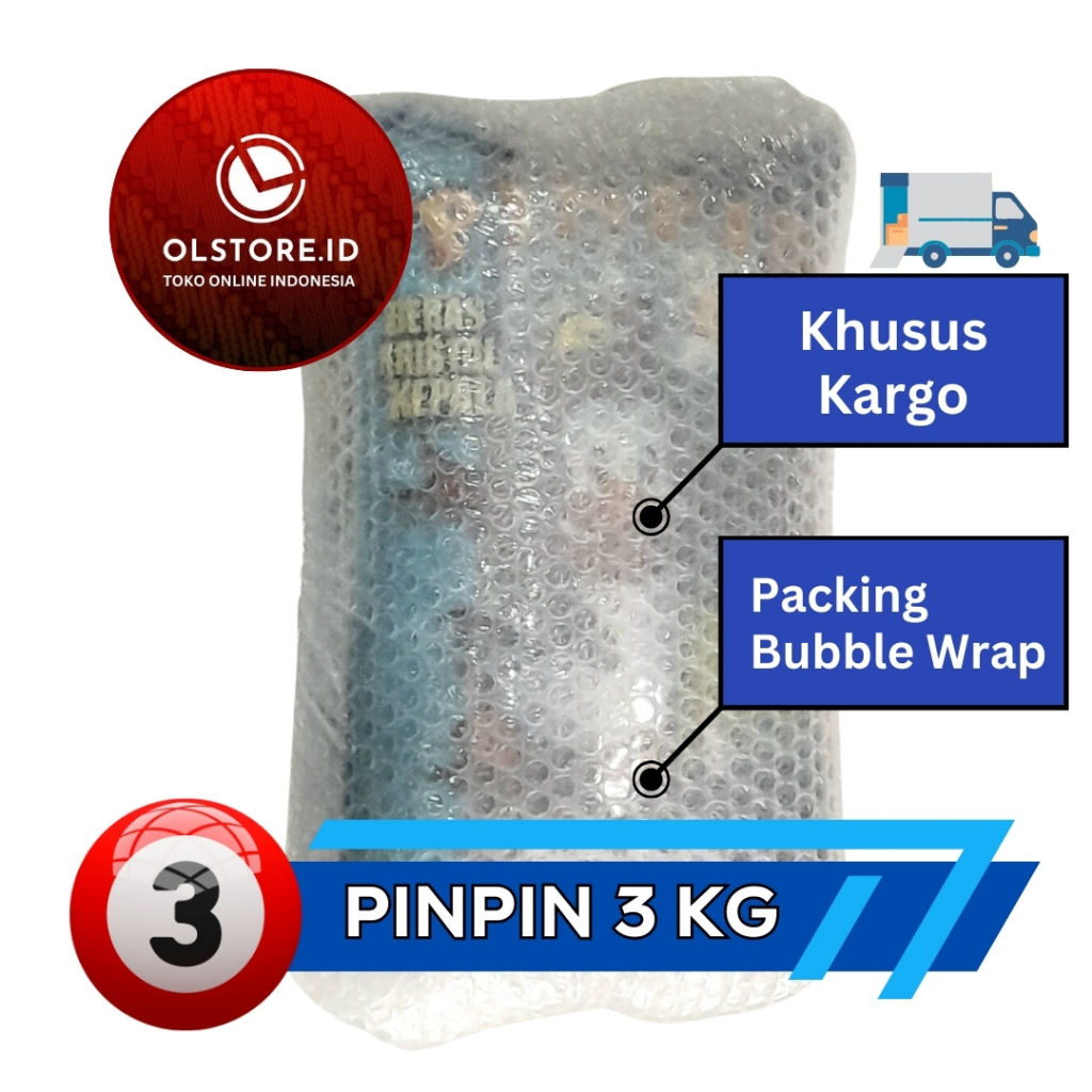 

Kargo Beras Pinpin 3kg Isi 1 sak Packing Bubble Wrap Khusus Kirim Kargo