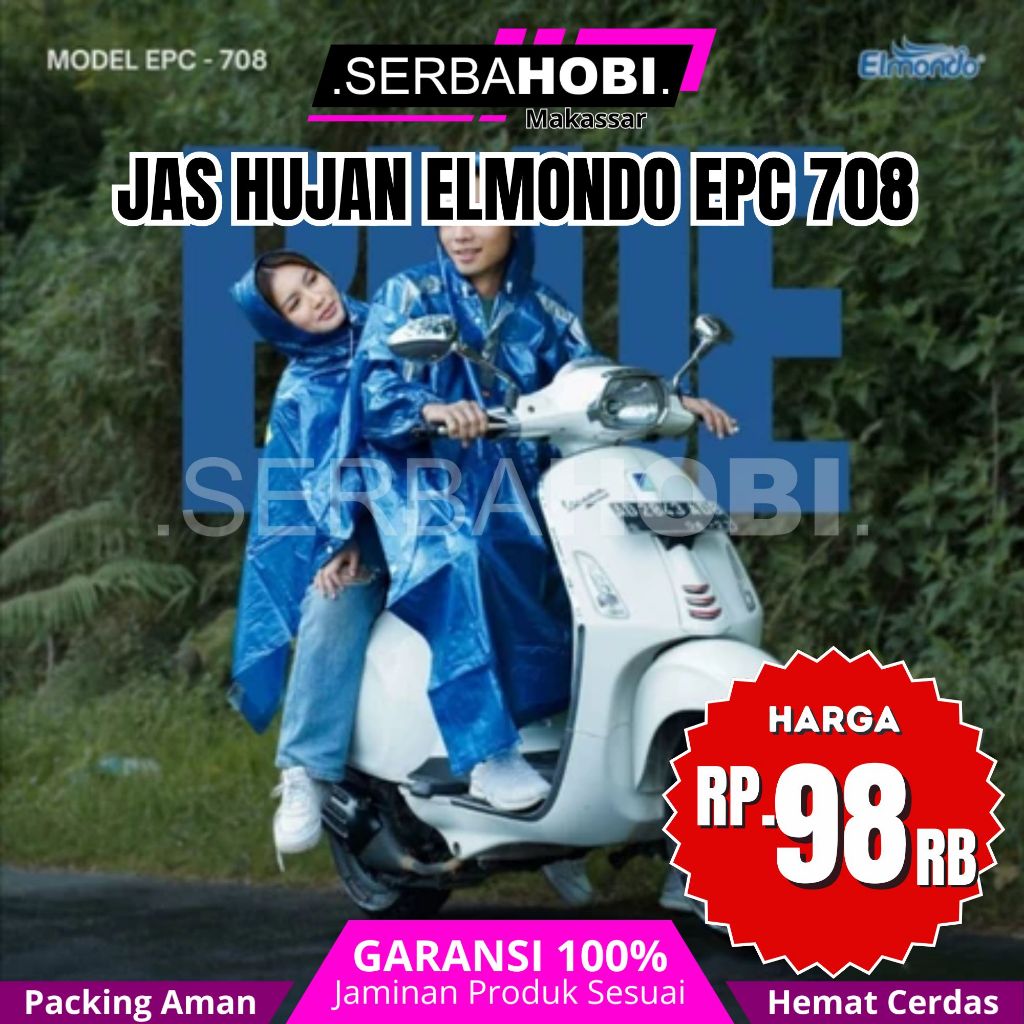 Jas Hujan Elmondo 2 kepala Ponco Lengan Tebal Dewasa
