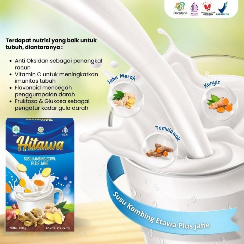 

Susu Kambing Hitawa plus Jahe, tinggi kalsium rendah gula