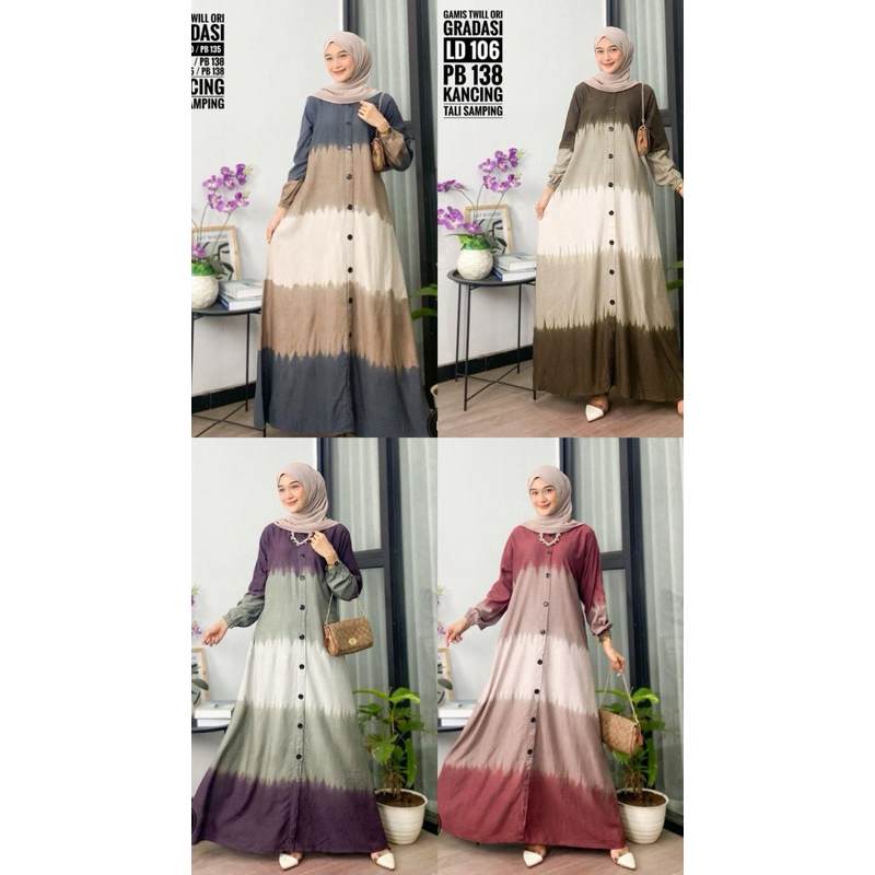 GAMIS Twill Gradasi / Twill / Twill Pekalongan / gamis murah