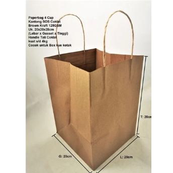 

(10pcs) Paperbag tali coklat 4 cup Ukuran 28x20x20cm