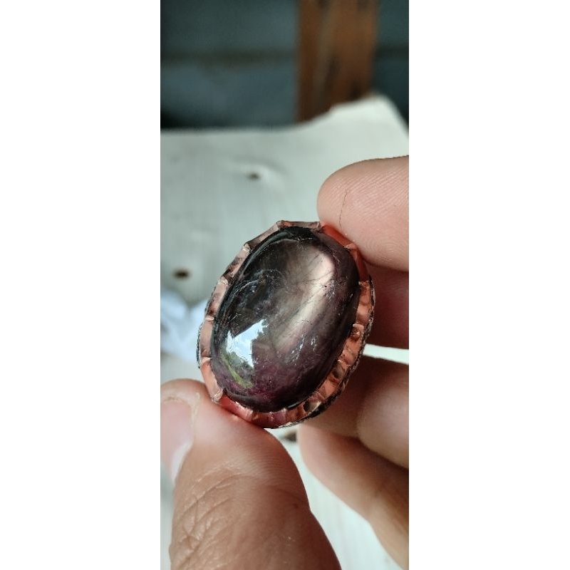 ruby jumbo ring perak handmade ukir croom gold plate