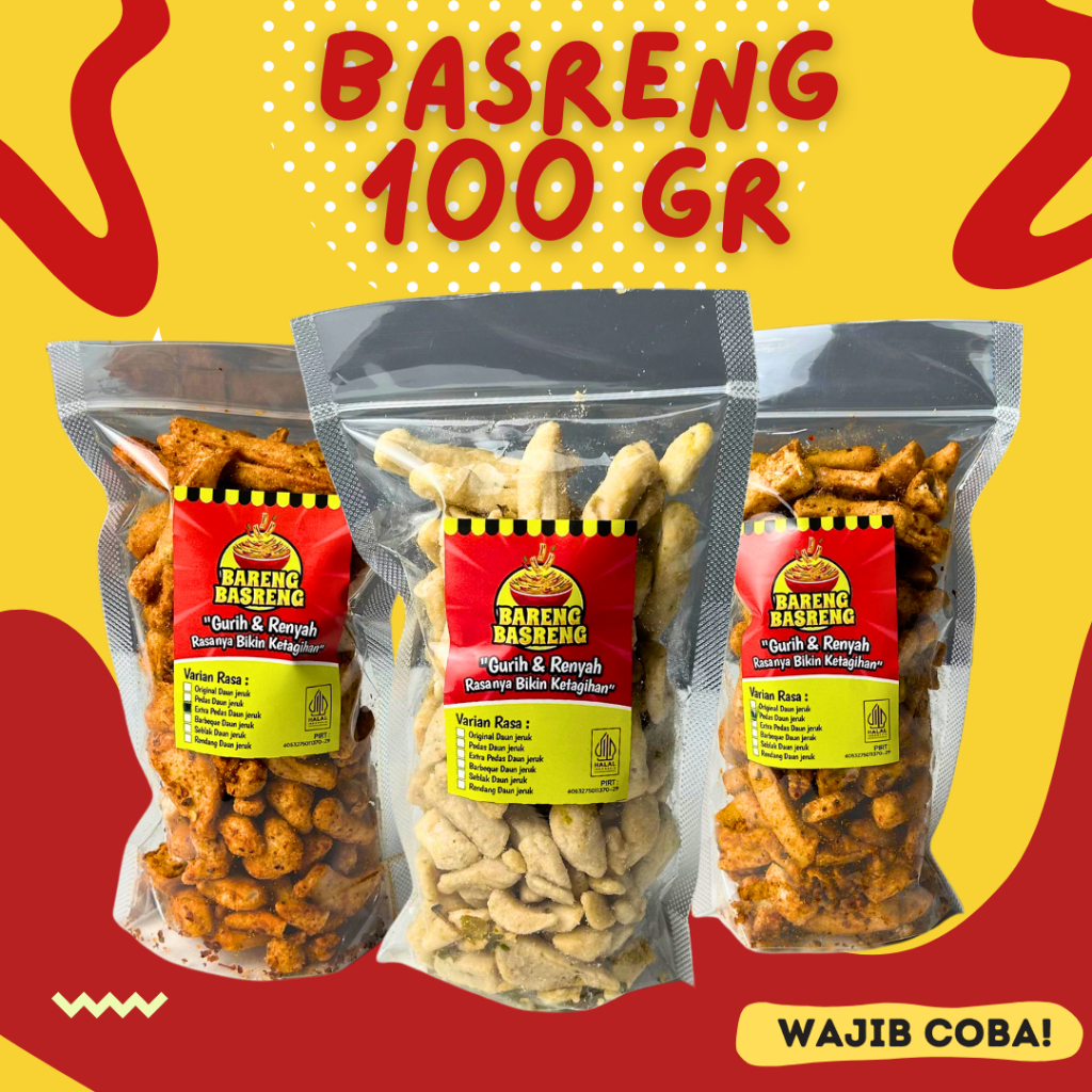 

Basreng Daun Jeruk Renyah Gurih Original Pedas Extra Pedas Kemasan 100 Gram