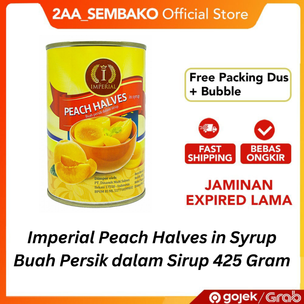 

Imperial Peach Halves in Syrup Buah Persik dalam Sirup 425 Gram