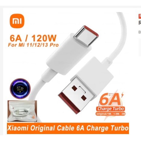[ support turbo charge ] Kabel Data Type c Kabel Xiaomi Type c 6a Kabel Xiaomi ori 6A / 120watt max