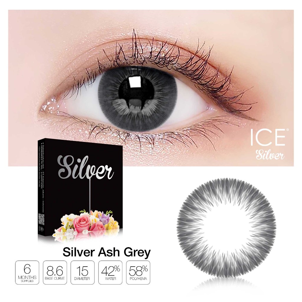 Exoticon Softlens ICE Silver ( Grey | Cloudy Grey | Light Grey | Icy Grey | Ash Grey )